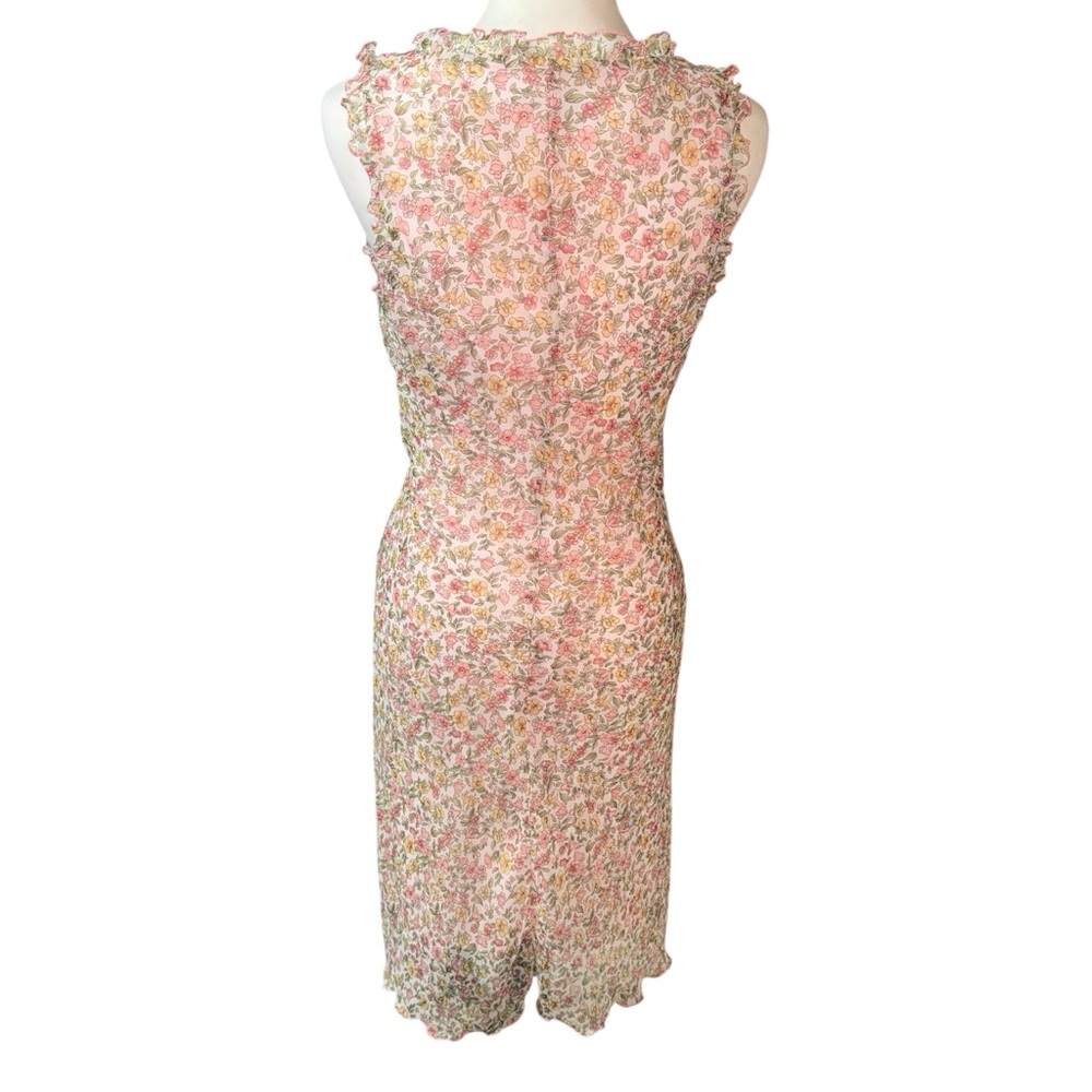 City Triangles Pink Floral Ruffle V-Neck Mesh Mini Dress Y2K Small/Medium - Picture 6 of 10